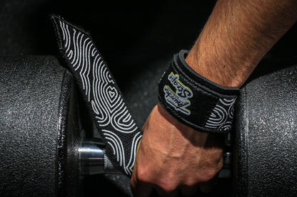 Topographic black thunder straps dumbbell grab